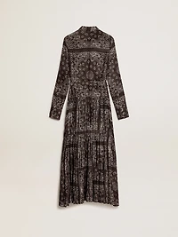 Anthracite-gray shirt dress with paisley print