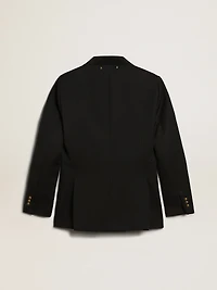 Women's double-breasted dark blue blazer