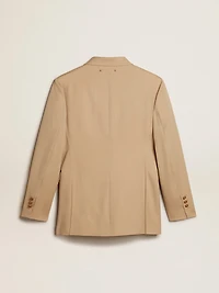 Women’s double-breasted blazer sand with gold heraldic buttons
