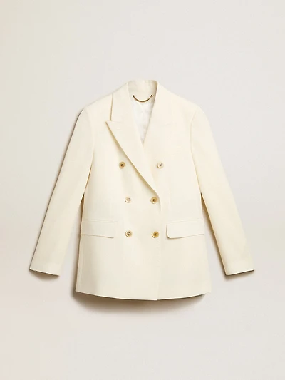 Women’s aged white double-breasted blazer