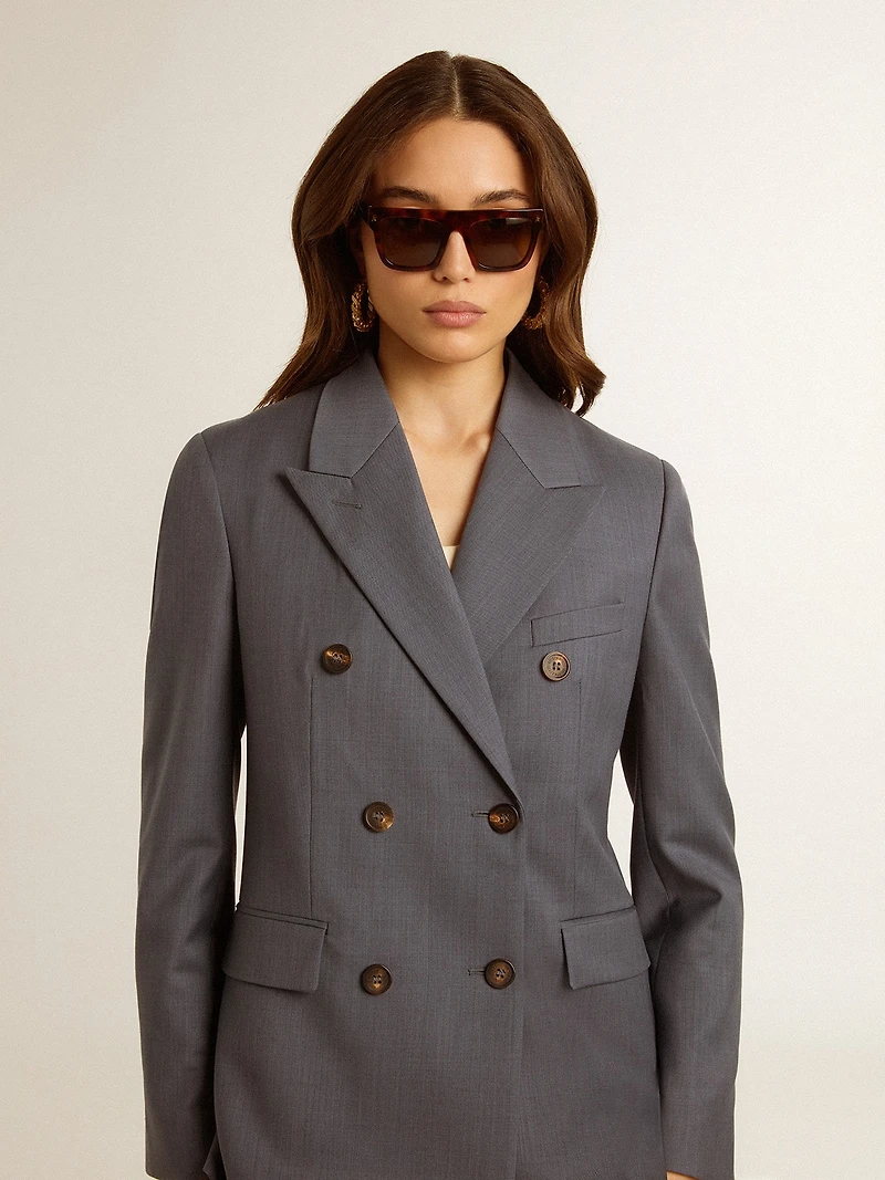 Women's double-breasted blazer in baby blue