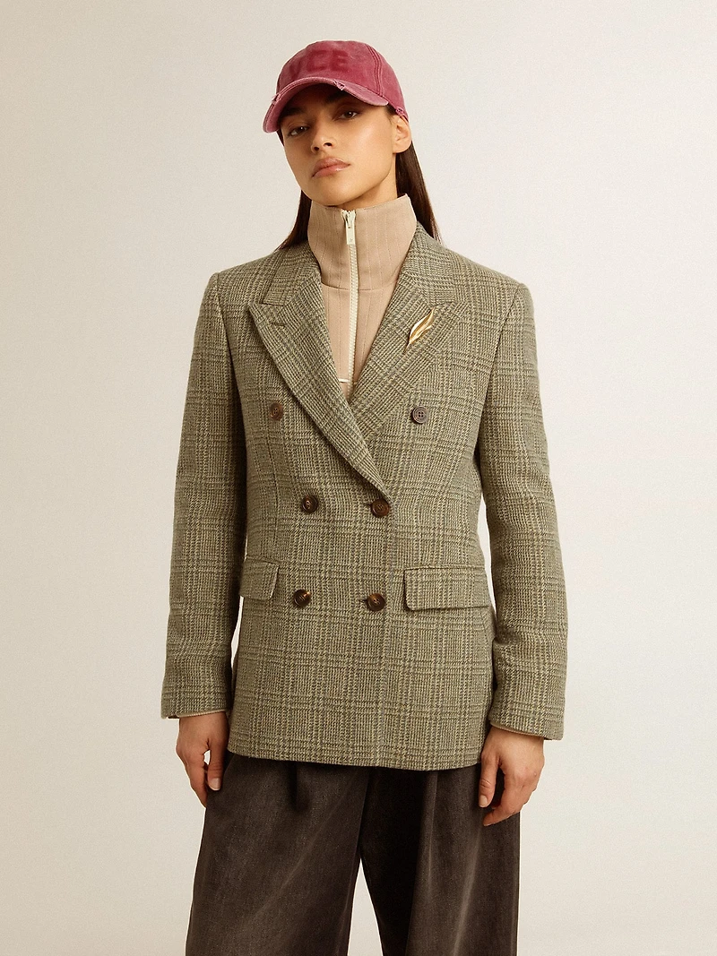 Women's double-breasted blazer Shetland wool