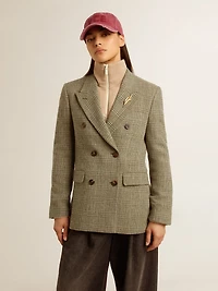 Women's double-breasted blazer Shetland wool