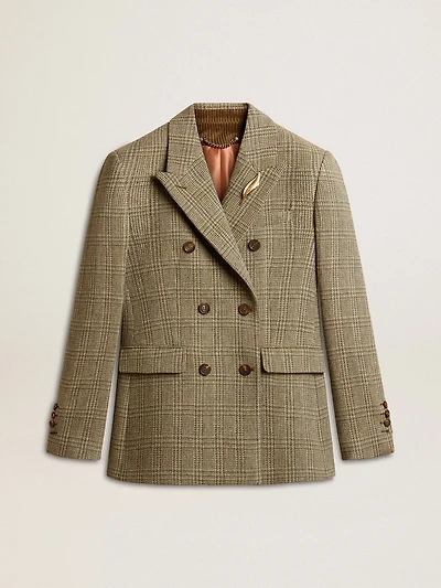 Women's double-breasted blazer Shetland wool