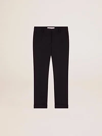 Women's dark blue wool cigarette pants