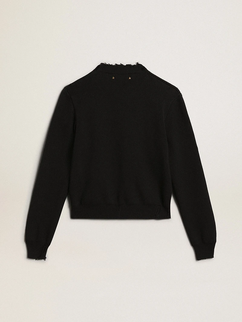 Women’s round-neck sweater dark blue cotton