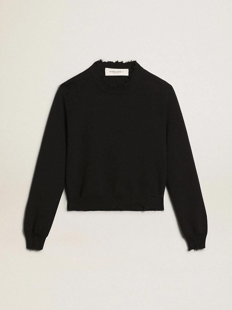 Women’s round-neck sweater dark blue cotton