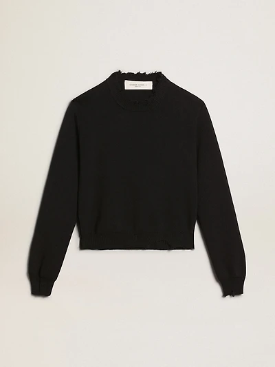 Women’s round-neck sweater dark blue cotton