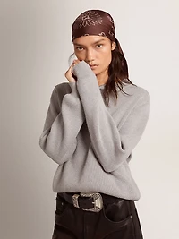Women's round-neck sweater gray cotton