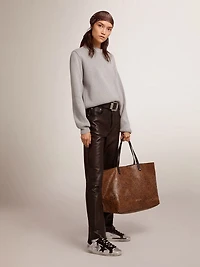 Women's round-neck sweater gray cotton