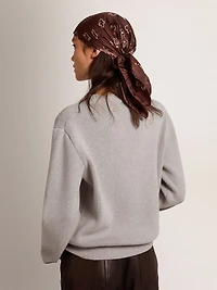 Women's round-neck sweater gray cotton