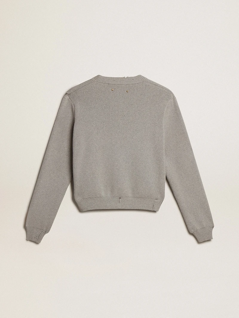 Women's round-neck sweater gray cotton