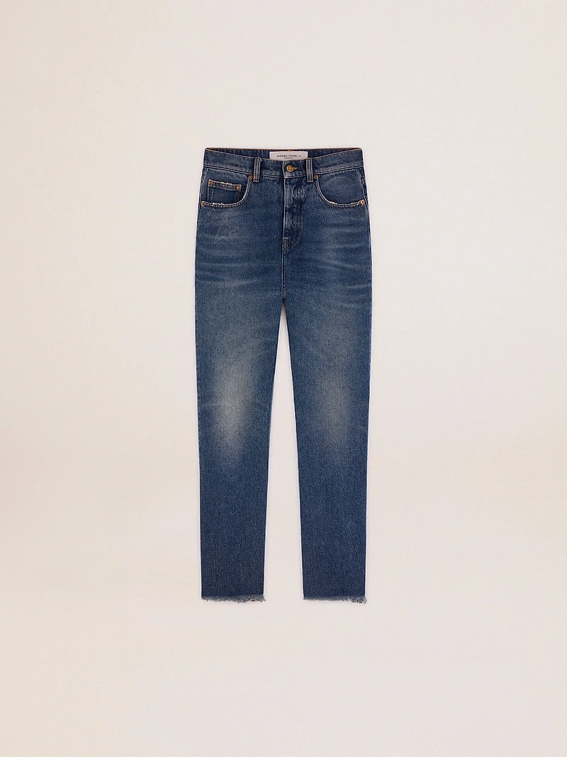 Women's cropped flared jeans with medium wash