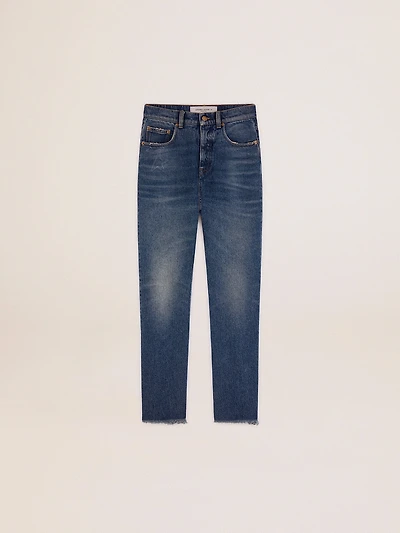 Women's cropped flared jeans with medium wash