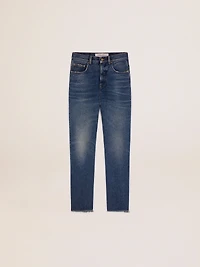 Women's cropped flared jeans with medium wash