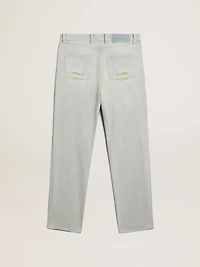 Women's bleached jeans with cabochon crystals