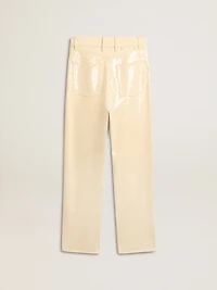 Ecru pants with transparent all-over sequins