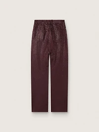 Women's jeans burgundy denim with gradient crystals