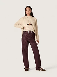 Women's jeans burgundy denim with gradient crystals