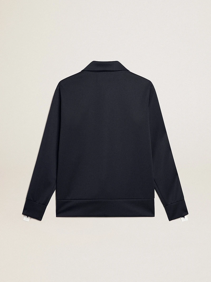 Dark blue zipped sweatshirt with white strip and contrasting stars