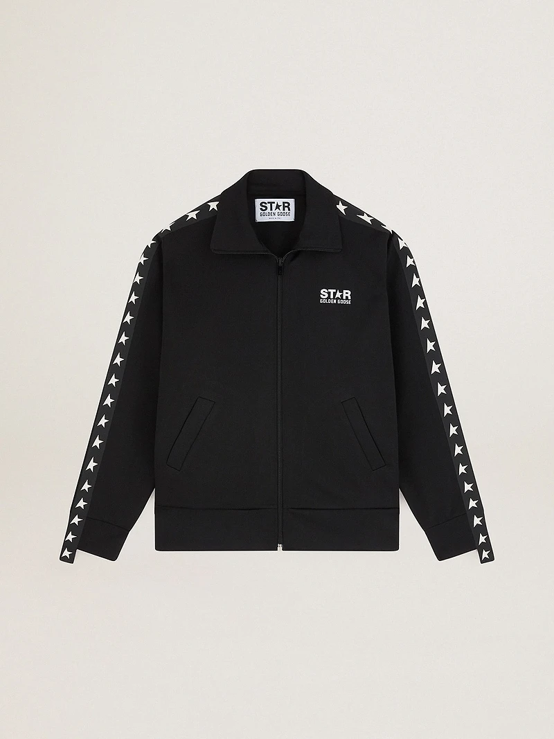 Women’s black zipped sweatshirt with white stars