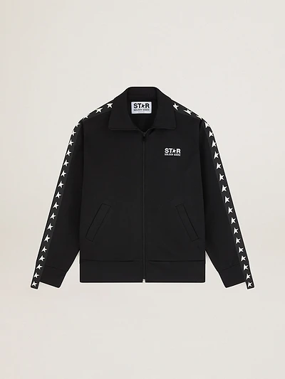 Women’s black zipped sweatshirt with white stars