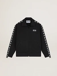 Women’s black zipped sweatshirt with white stars