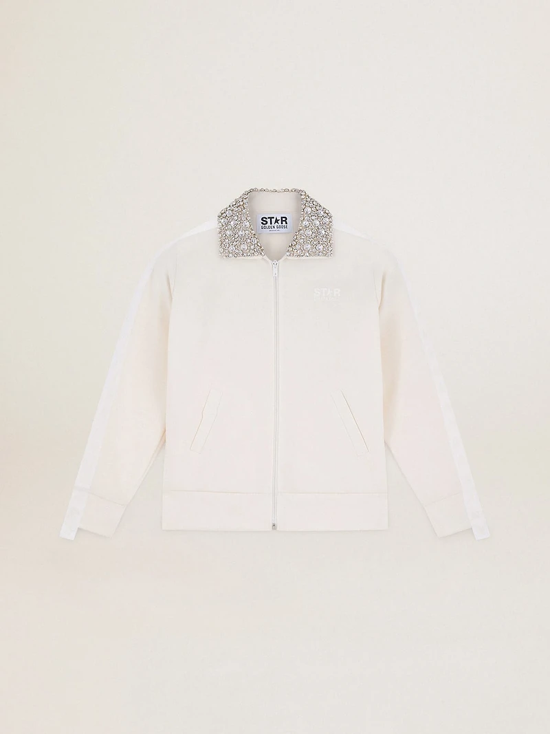 Papyrus white Denise Star Collection zipped sweatshirt with crystal collar