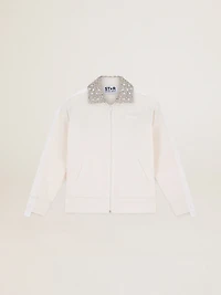 Papyrus white Denise Star Collection zipped sweatshirt with crystal collar