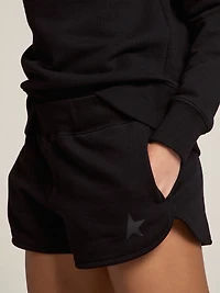 Women's black shorts with tone-on-tone star