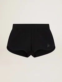 Women's black shorts with tone-on-tone star