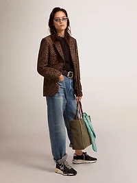 Women's round-neck sweater black wool