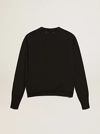 Women's round-neck sweater black wool