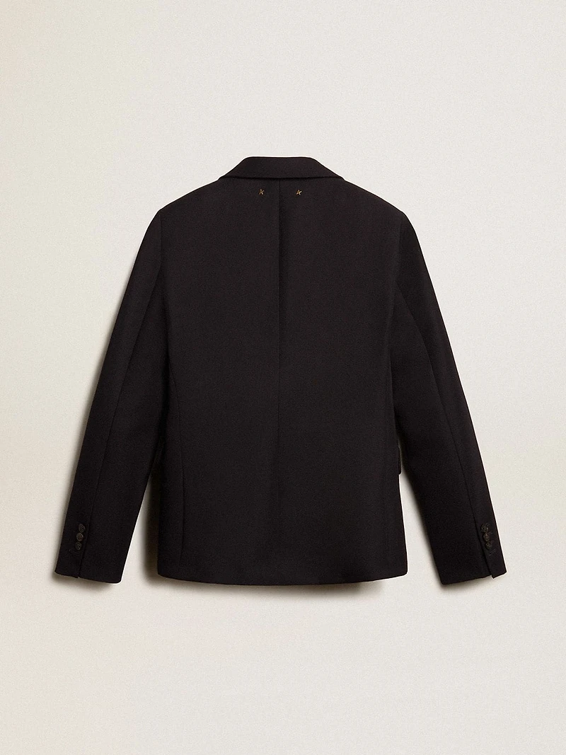 Women’s single-breasted blazer dark blue wool gabardine