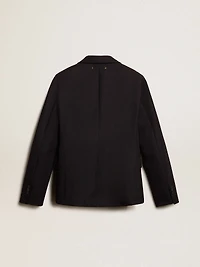Women’s single-breasted blazer dark blue wool gabardine