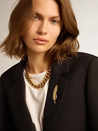 Women’s single-breasted blazer dark blue wool gabardine