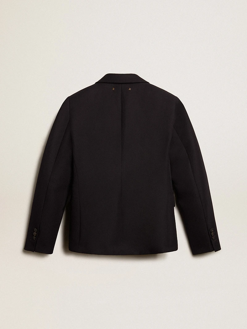 Women’s single-breasted blazer dark blue wool gabardine