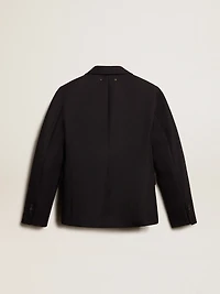 Women’s single-breasted blazer dark blue wool gabardine