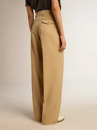 Women’s wool gabardine pants sand
