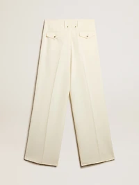 Women's joggers aged white wool blend