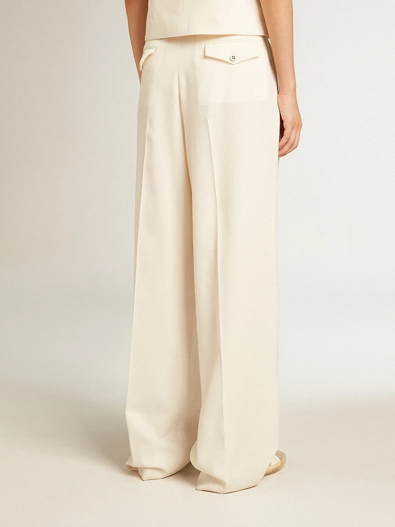 Women's joggers aged white wool blend