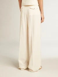 Women's joggers aged white wool blend