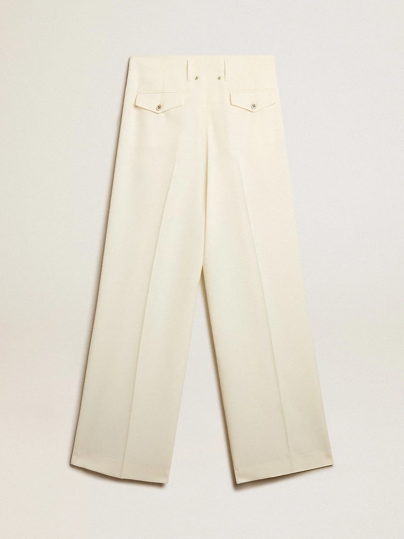 Women's joggers aged white wool blend