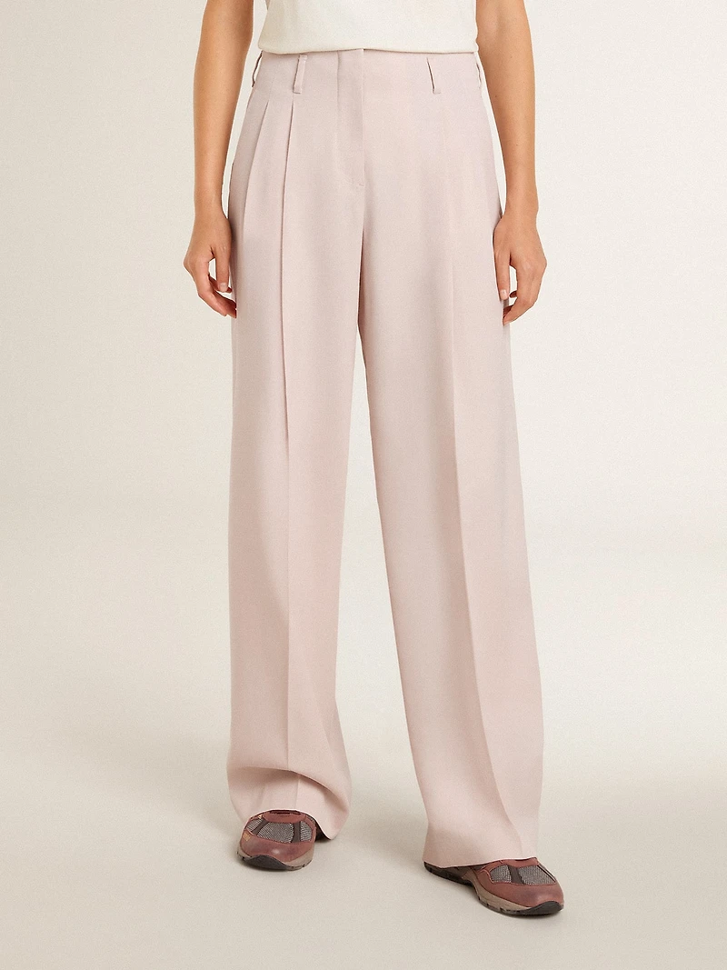 Women's pants pink tailored wool fabric