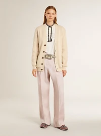 Women's pants pink tailored wool fabric