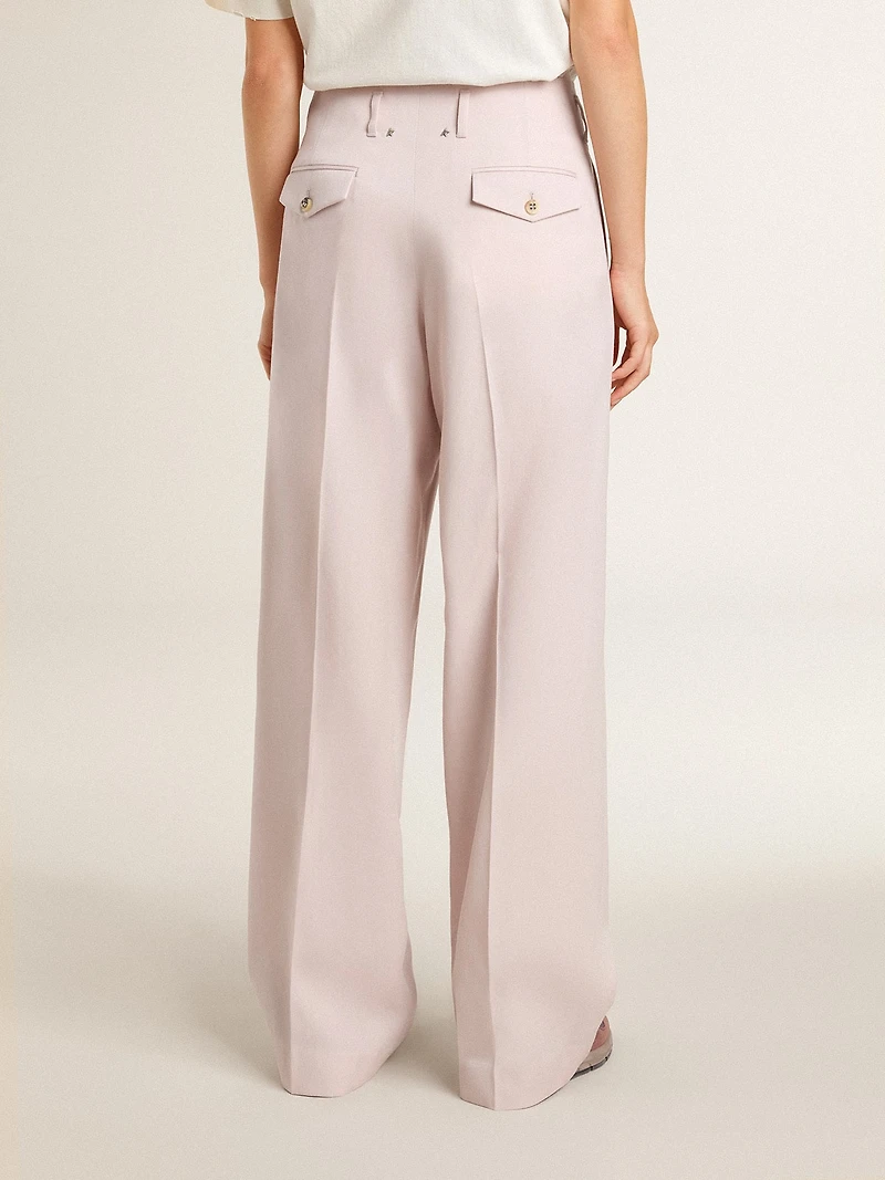 Women's pants pink tailored wool fabric