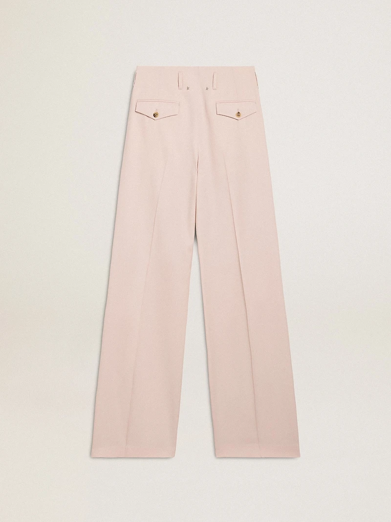 Women's pants pink tailored wool fabric
