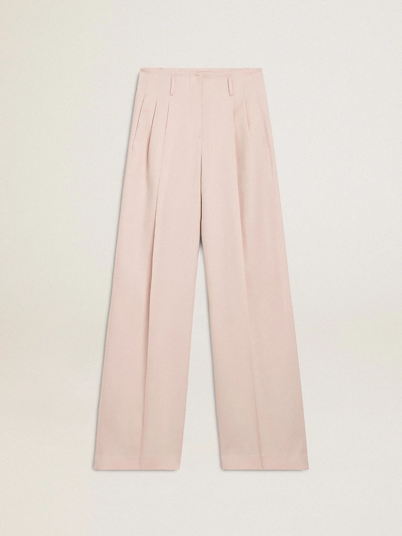 Women's pants pink tailored wool fabric
