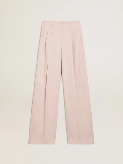 Women's pants pink tailored wool fabric