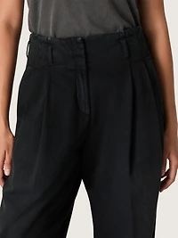 Women's pants black cotton denim with a lived-in treatment